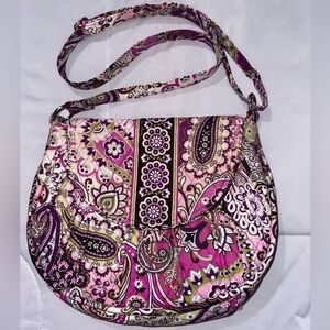Vera Bradley Saddle Up Crossbody Bag Very Berry Paisley Fabric Floral Pink